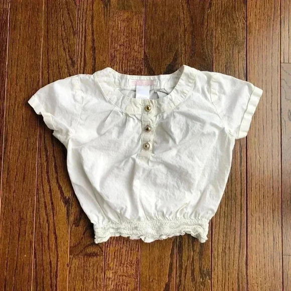 Janie and Jack Girls 18-24M 100% Cotton White Blouse w/Gold Accent Buttons - Picture 1 of 7